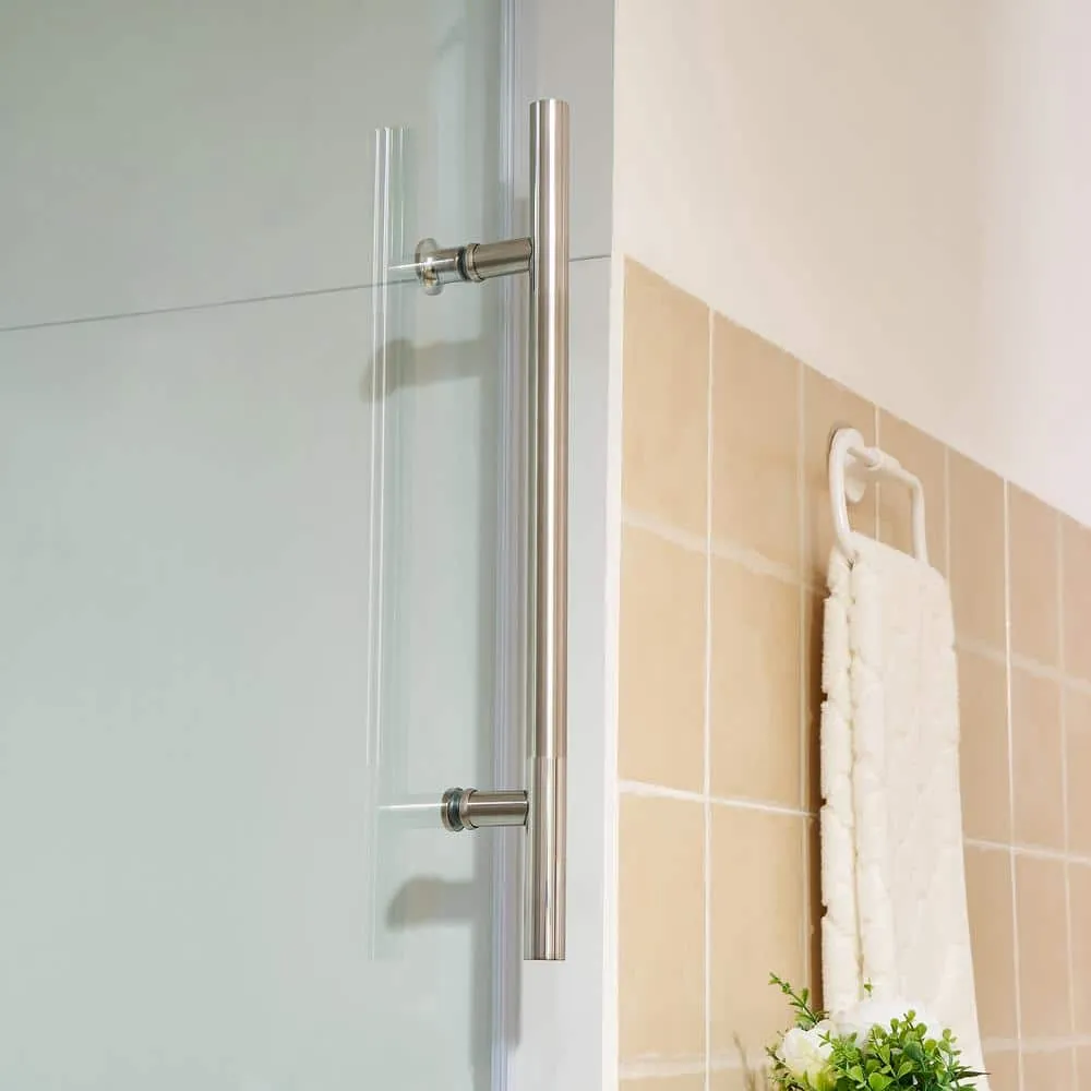 Vanity Art 76 in. H x 60 in. W Frameless Sliding Shower Door in Brushed Nickel with Clear Tempered Glass, photo 3 of 8