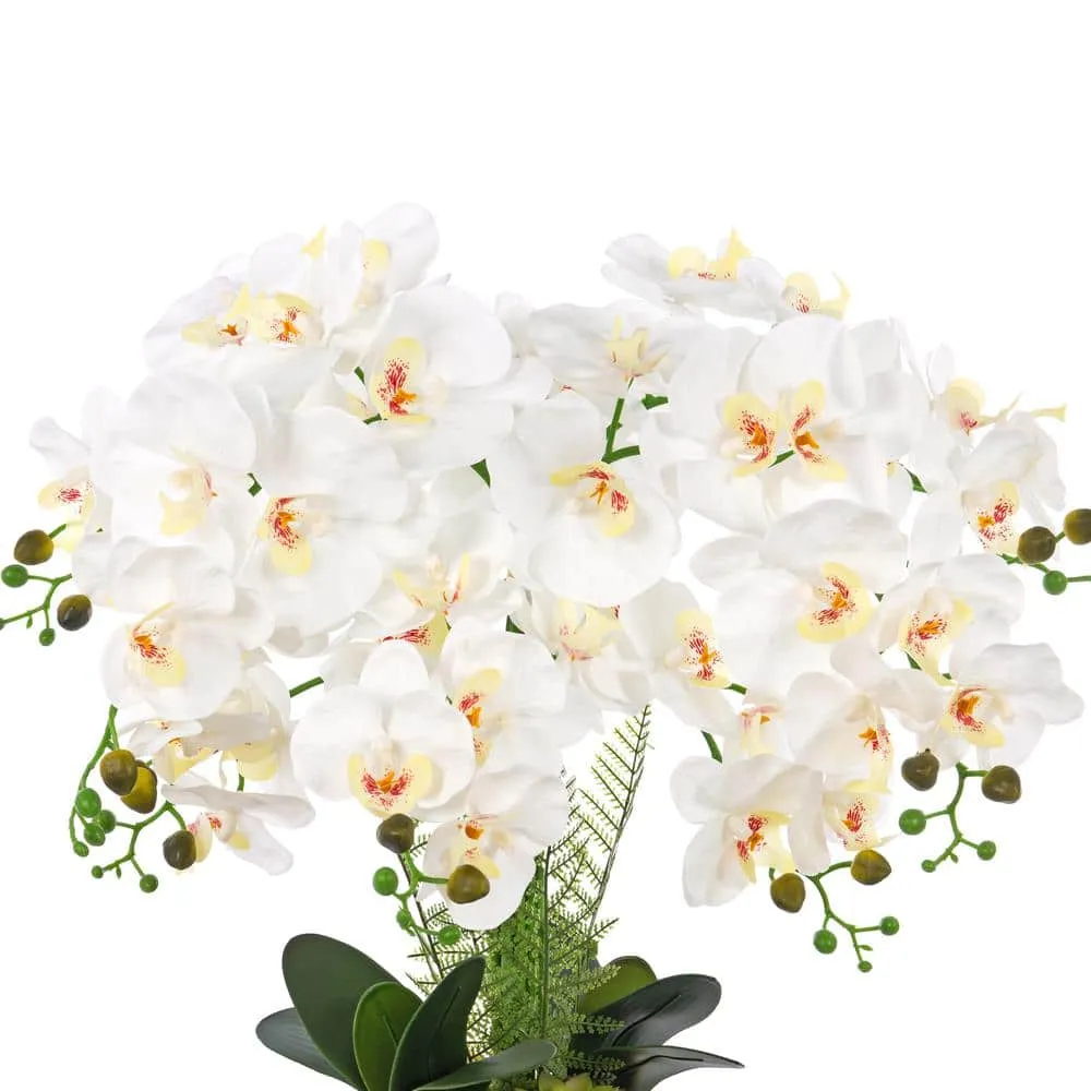 Vanity Art 26.77 in. H Artificial Orchid Floral Arrangement in Gold-plated Ceramics Vase, photo 3 of 7