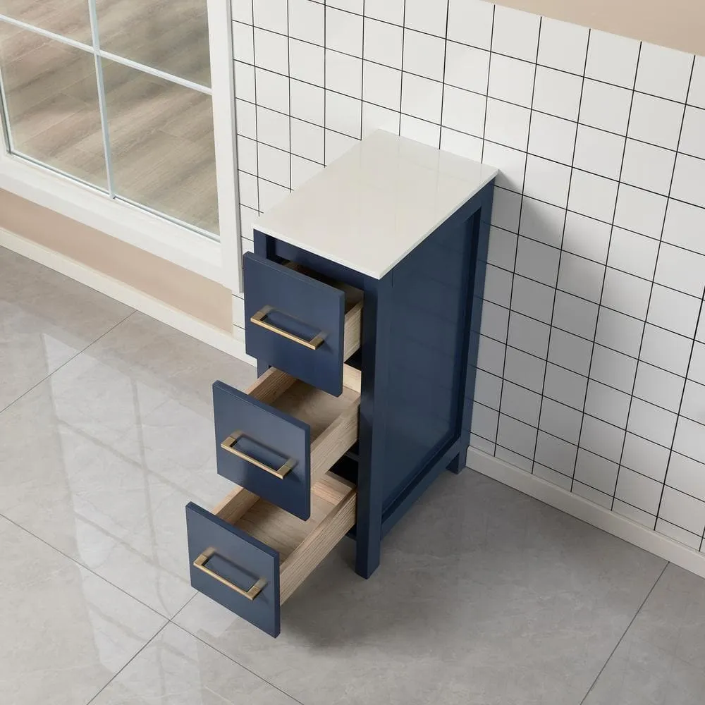 Vanity Art Brescia 36 in. W x 18.1 in. D x 35.8 in. H Single Basin Bathroom Vanity in Blue with Top in White Ceramic and Mirror, photo 11 of 11