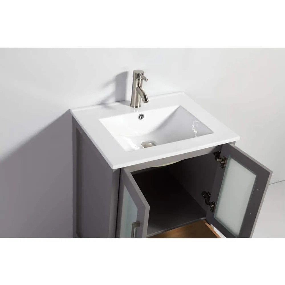 Vanity Art Brescia 36 in. W x 18.1 in. D x 35.8 in. H Single Basin Bathroom Vanity in Grey with Top in White Ceramic and Mirror, photo 8 of 9