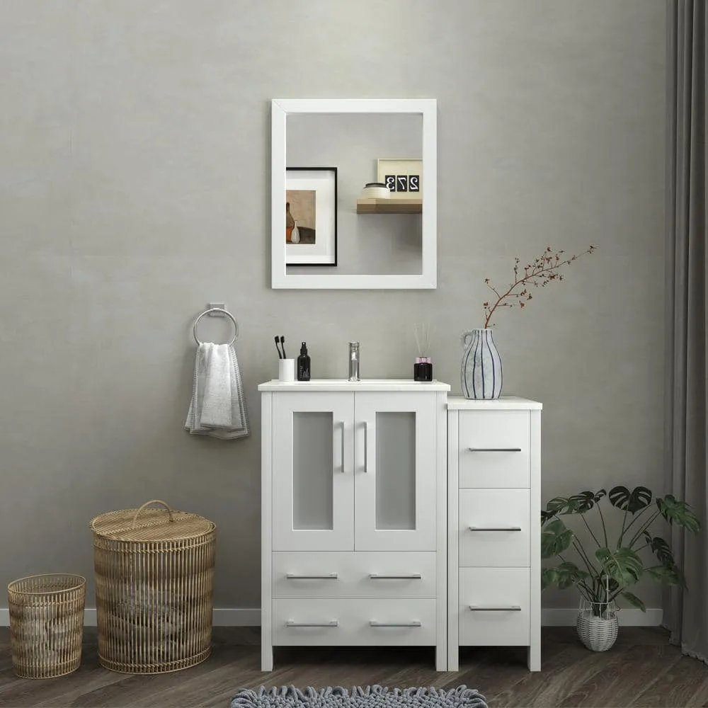 Vanity Art Brescia 36 in. W x 18.1 in. D x 35.8 in. H Single Basin Bathroom Vanity in White with Top in White Ceramic and Mirror, photo 12 of 12