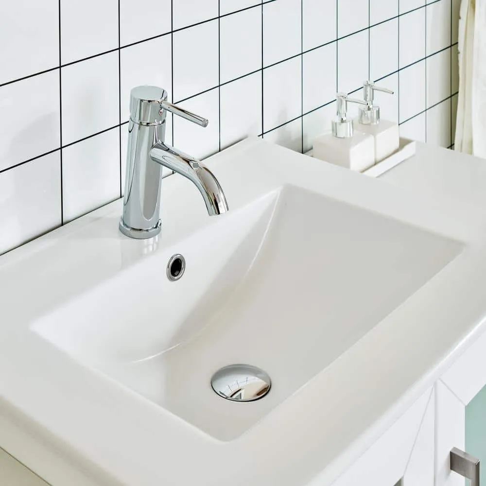 Vanity Art Brescia 36 in. W x 18.1 in. D x 35.8 in. H Single Basin Bathroom Vanity in White with Top in White Ceramic and Mirror, photo 4 of 12