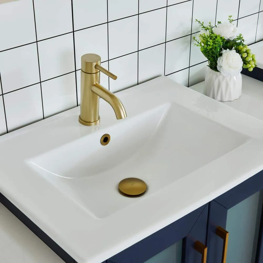 Vanity Art Brescia 48 in. W x 18.1 in. D x 35.8 in. H Single Basin Bathroom Vanity in Blue with Top in White Ceramic and Mirror, photo 4 of 10
