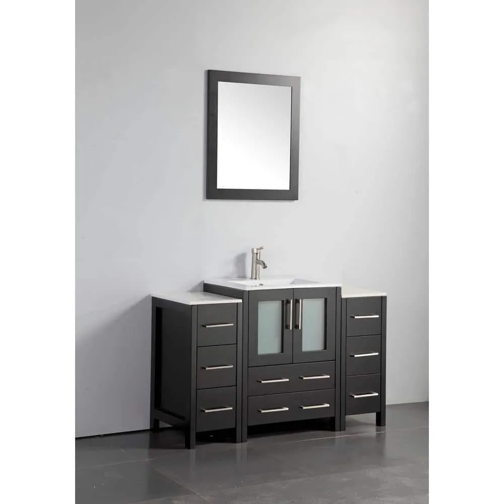 Vanity Art Brescia 48 in. W x 18.1 in. D x 35.8 in. H Single Basin Bathroom Vanity in Espresso with Top in White Ceramic and Mirror, photo 4 of 7