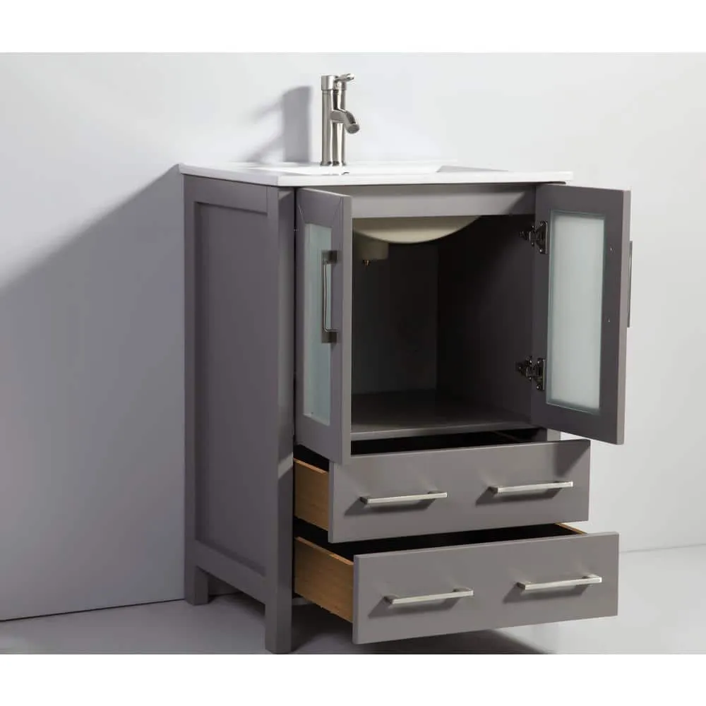 Vanity Art Brescia 48 in. W x 18.1 in. D x 35.8 in. H Single Basin Bathroom Vanity in Grey with Top in White Ceramic and Mirror, photo 7 of 11