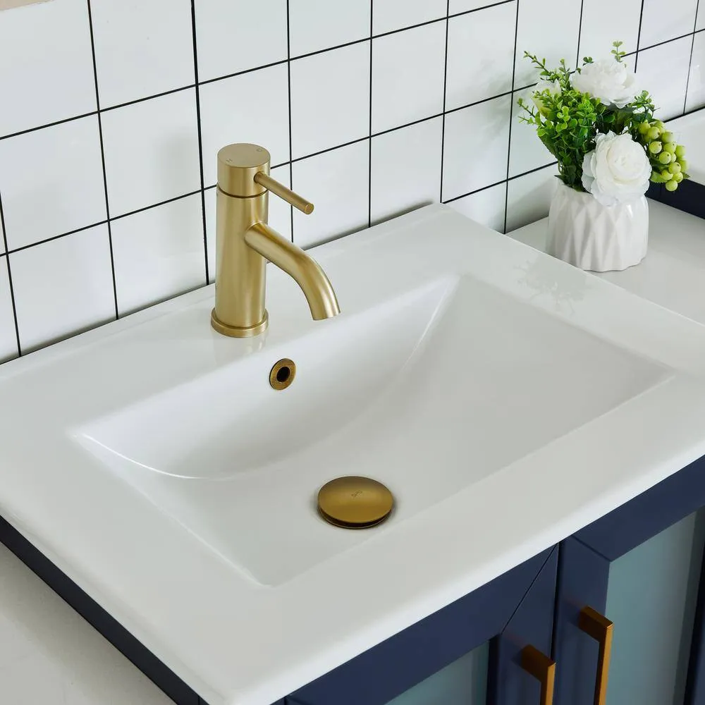 Vanity Art Brescia 60 in. W x 18.1 in. D x 35.8 in. H Double Basin Bathroom Vanity in Blue with Top in White Ceramic and Mirror, photo 4 of 11