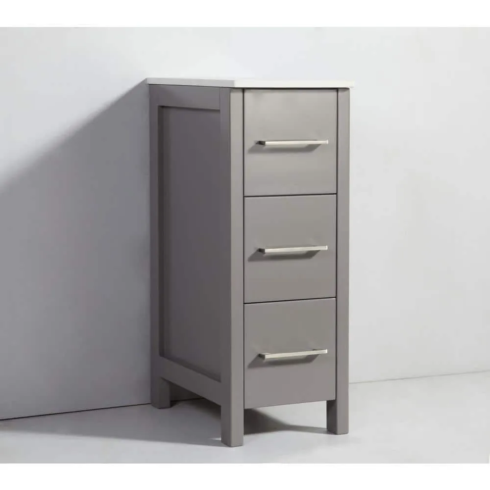 Vanity Art Brescia 60 in. W x 18.1 in. D x 35.8 in. H Double Basin Bathroom Vanity in Grey with Top in White Ceramic and Mirror, photo 8 of 11