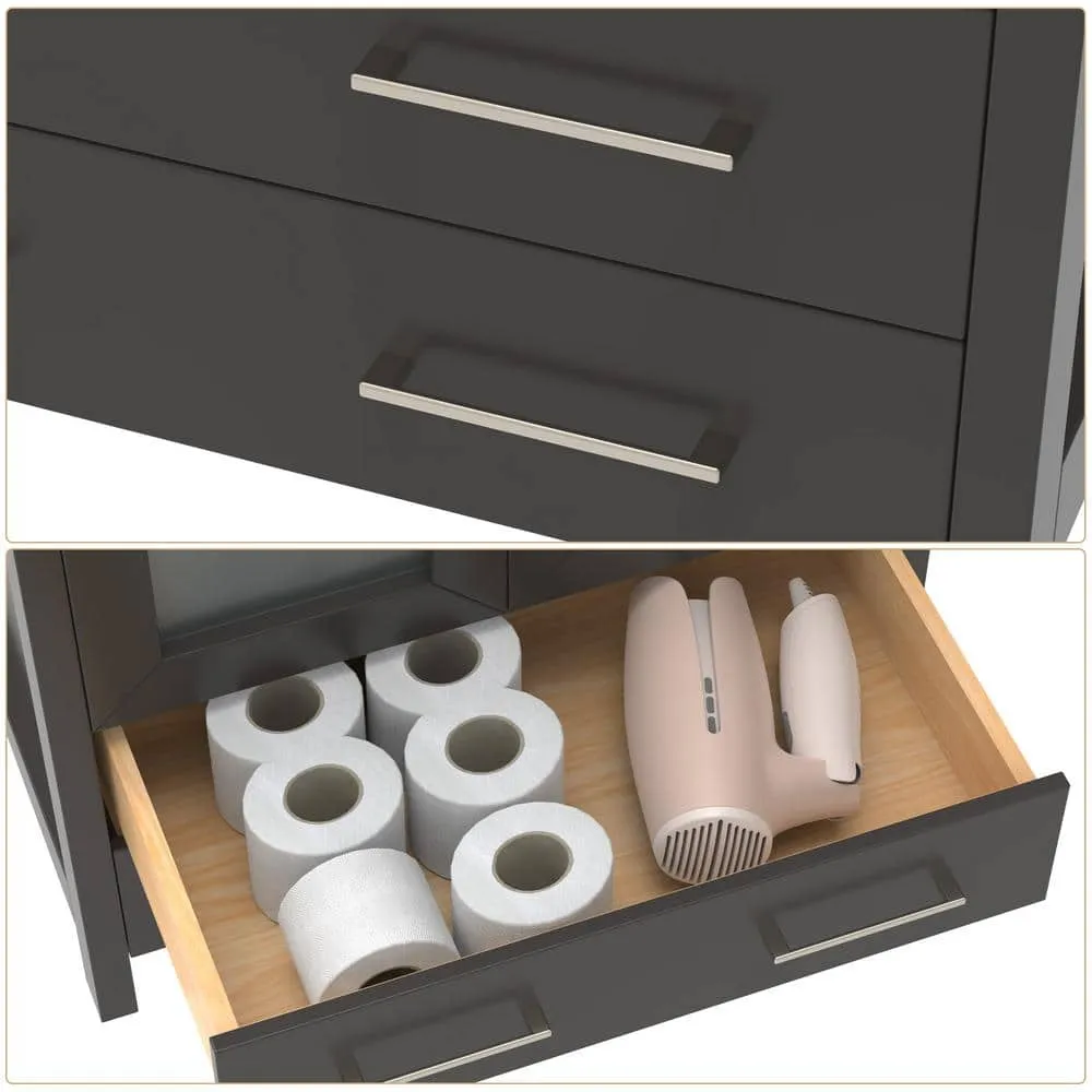 Vanity Art Brescia 24 in. W x 18.1 in. D x 35.8 in. H Single Basin Bathroom Vanity in Espresso with Top in White Ceramic and Mirror, photo 5 of 7