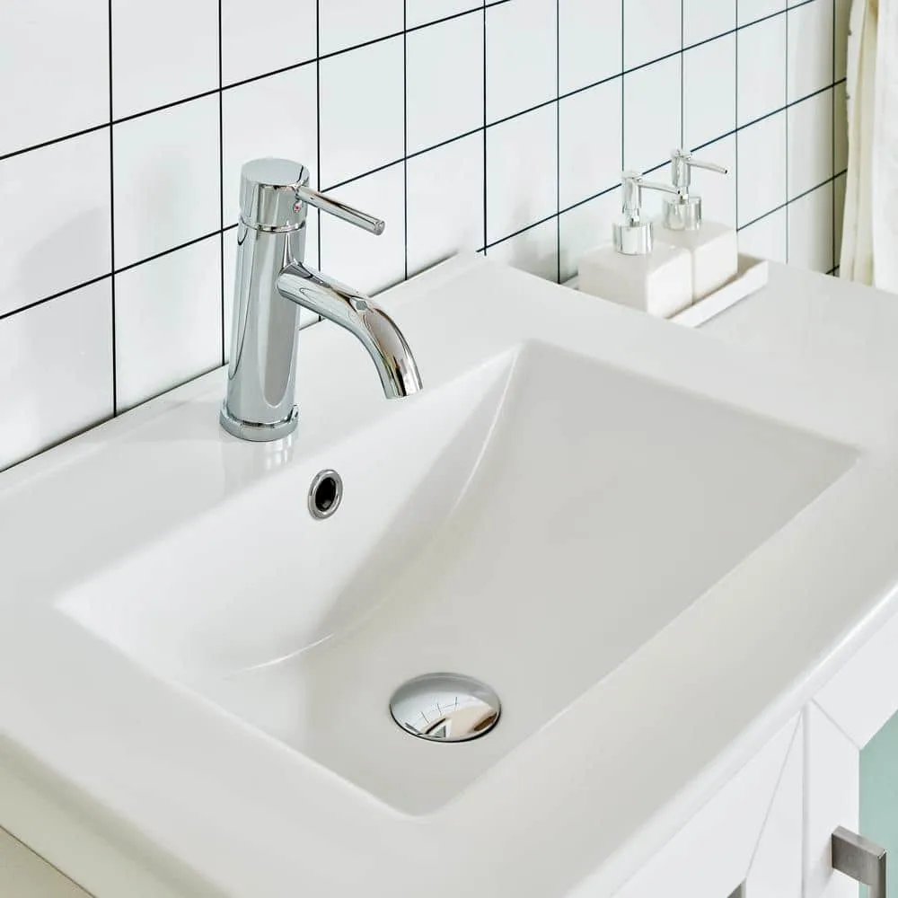 Vanity Art Brescia 24 in. W x 18 in. D x 36 in. H Bath Vanity in White with Vanity Top in White with White Basin and Mirror, photo 4 of 8