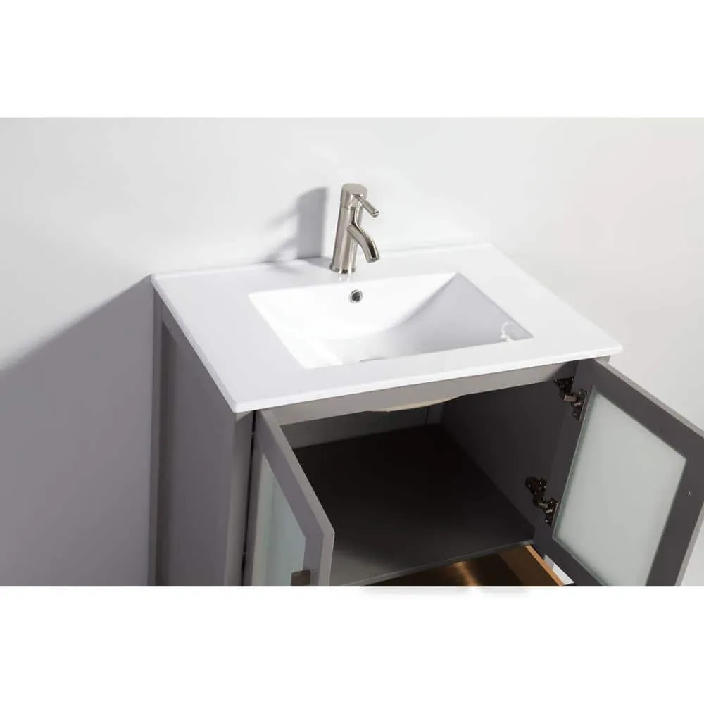 Vanity Art Brescia 54 in. W x 18 in. D x 36 in. H Bathroom Vanity in Grey with Vanity Top in White with White Basin and Mirror, photo 5 of 8
