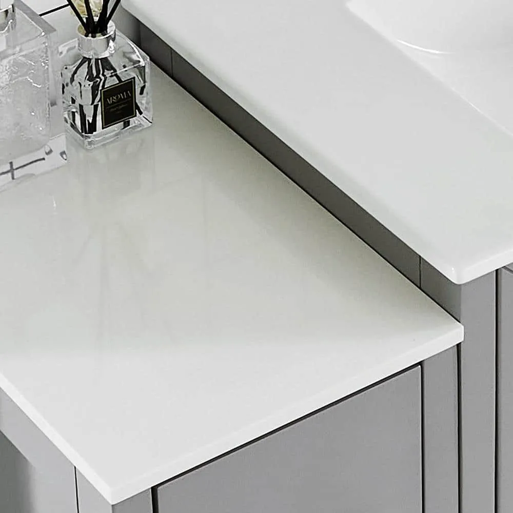 Vanity Art Brescia 54 in. W x 18 in. D x 36 in. H Bathroom Vanity in Grey with Vanity Top in White with White Basin and Mirror, photo 3 of 8
