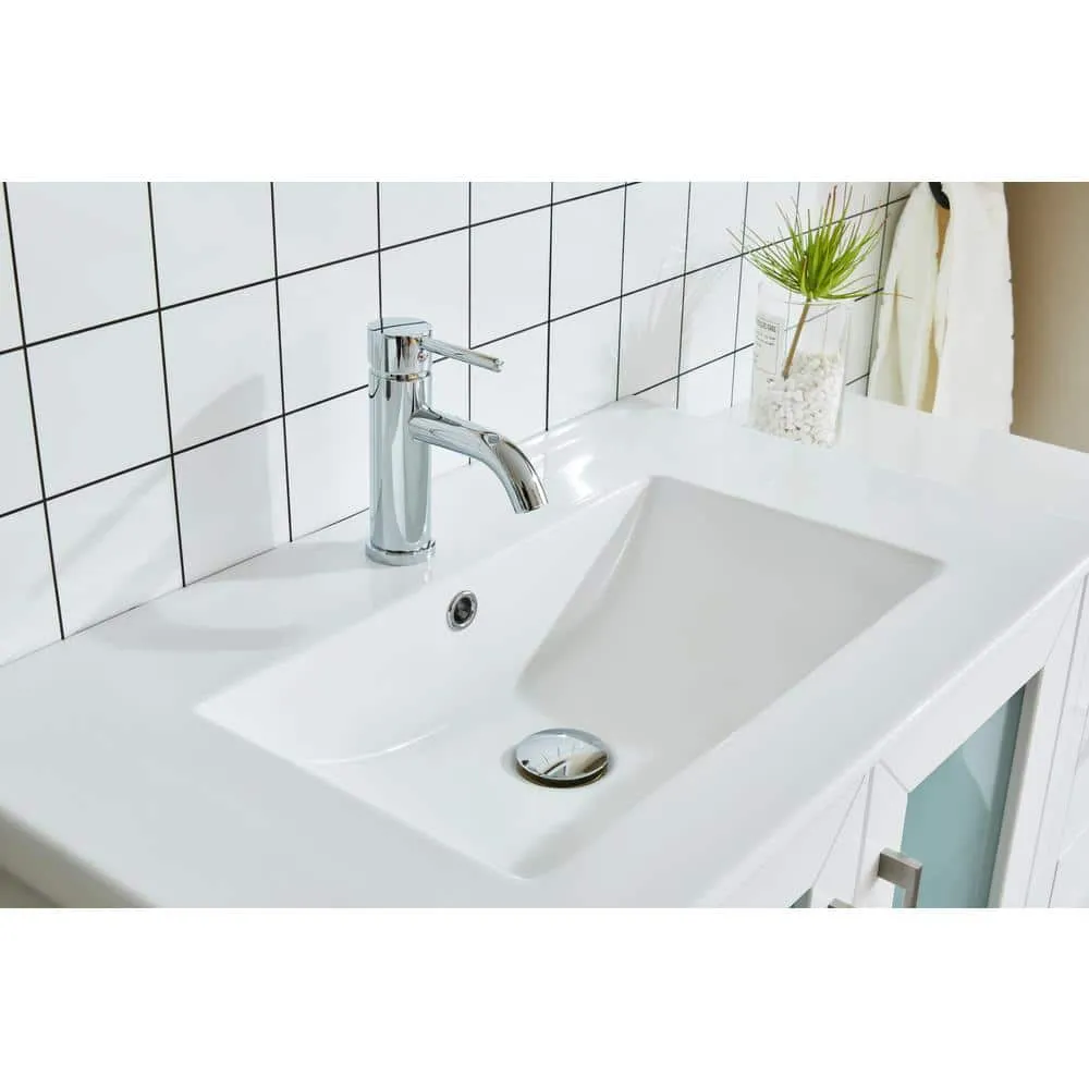 Vanity Art Brescia 54 in. W x 18 in. D x 36 in. H Bathroom Vanity in White with Vanity Top in White with White Basin and Mirror, photo 4 of 12