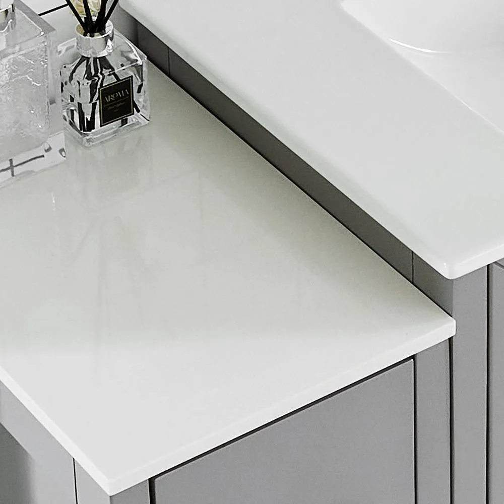 Vanity Art Brescia 84 in. W x 18 in. D x 36 in. H Bath Vanity in Grey with Vanity Top in White with White Basin and Mirror, photo 7 of 8