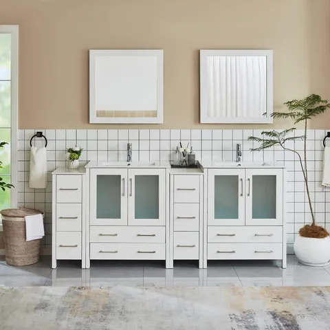 Brescia 84" White Bath Vanity with Mirror