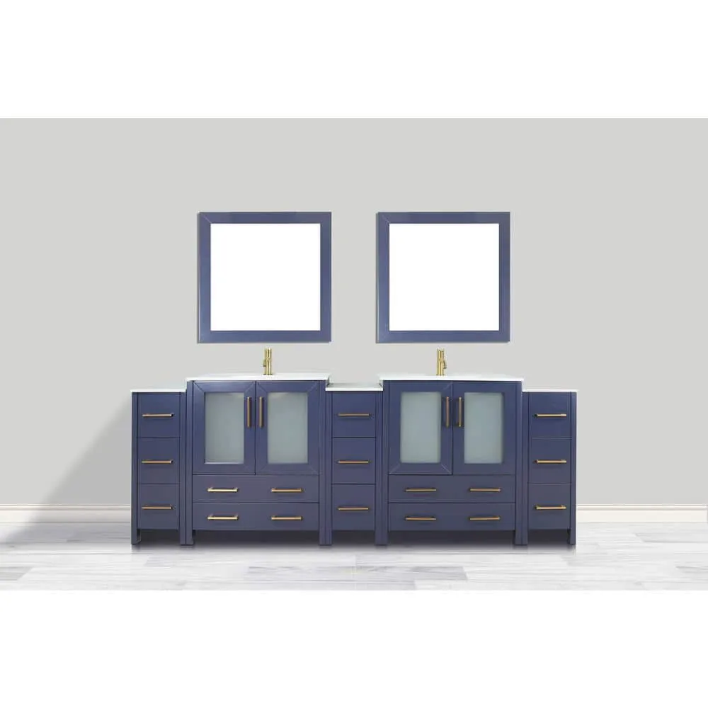 Vanity Art Brescia 96 in. W x 18 in. D x 36 in. H Double Sink Bath Vanity in Blue with White Ceramic Top and Mirror, photo 13 of 13