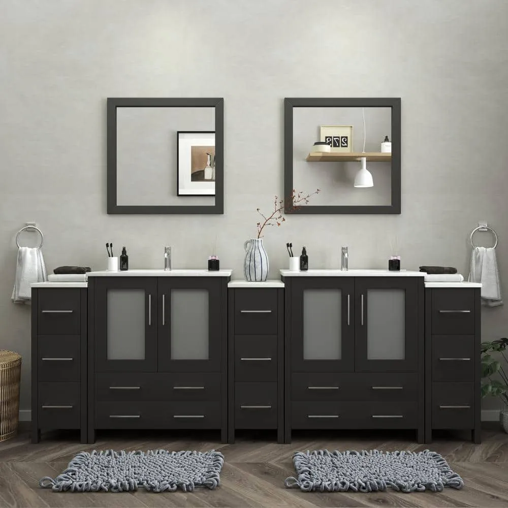 Vanity Art Brescia 96 in. W x 18 in. D x 36 in. H Bath Vanity in Espresso with Vanity Top in White with White Basin and Mirror, photo 13 of 13