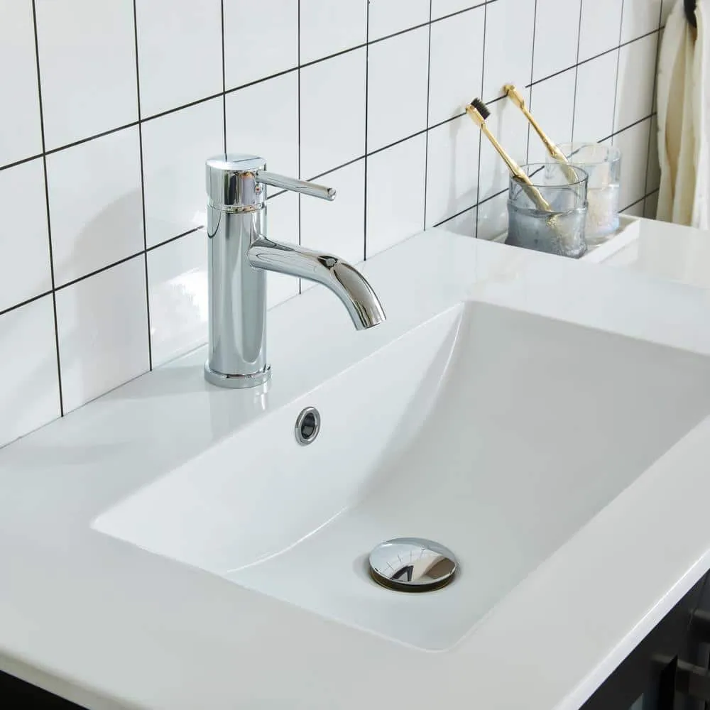 Vanity Art Brescia 96 in. W x 18 in. D x 36 in. H Bath Vanity in Espresso with Vanity Top in White with White Basin and Mirror, photo 4 of 13