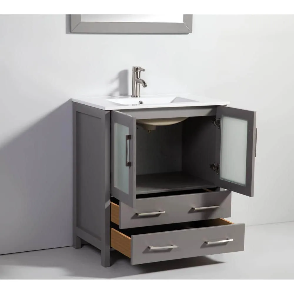 Vanity Art Brescia 96 in. W x 18 in. D x 36 in. H Bath Vanity in Grey with Vanity Top in White with White Basin and Mirror, photo 5 of 10