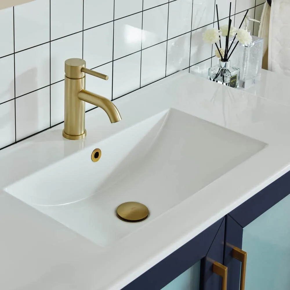Vanity Art Brescia 60 in. W x 18 in. D x 36 in. H Single Sink Bathroom Vanity in Blue with White Ceramic Top and Mirror, photo 4 of 11