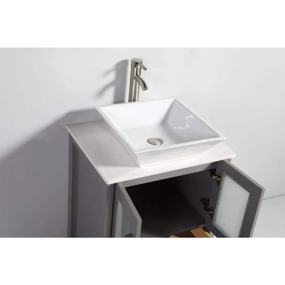 Vanity Art Ravenna 48 in. W Bathroom Vanity in Grey with Single Basin in White Engineered Marble Top and Mirror, photo 4 of 8