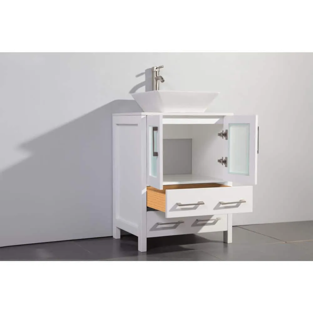 Vanity Art Ravenna 48 in. W Bathroom Vanity in White with Single Basin in White Engineered Marble Top and Mirror, photo 4 of 8