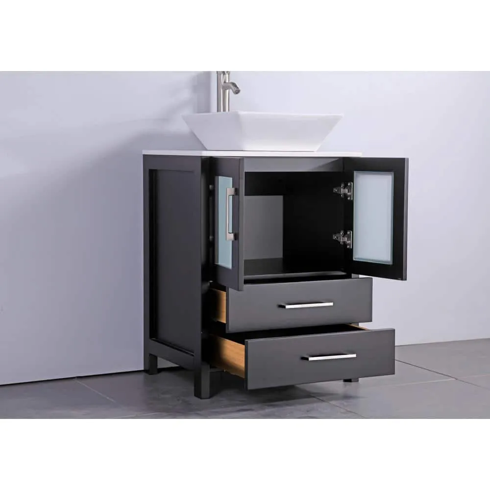 Vanity Art Ravenna 60 in. W Bathroom Vanity in Espresso with Double Basin in White Engineered Marble Top and Mirror, photo 4 of 6