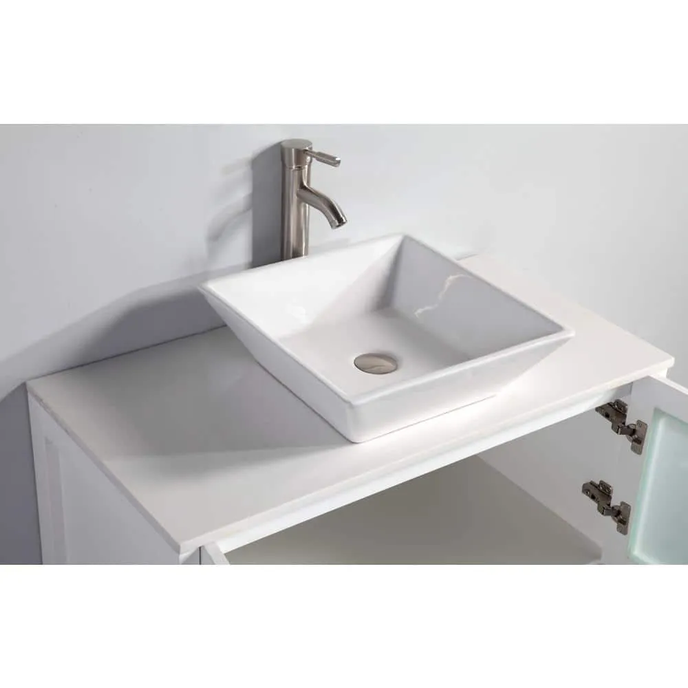 Vanity Art Ravenna 30 in. W Bathroom Vanity in White with Single Basin in White Engineered Marble Top and Mirror, photo 4 of 5
