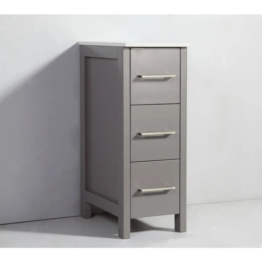 Vanity Art Ravenna 108 in. W Bathroom Vanity in Grey with Double Basin in White Engineered Marble Top and Mirrors, photo 7 of 8