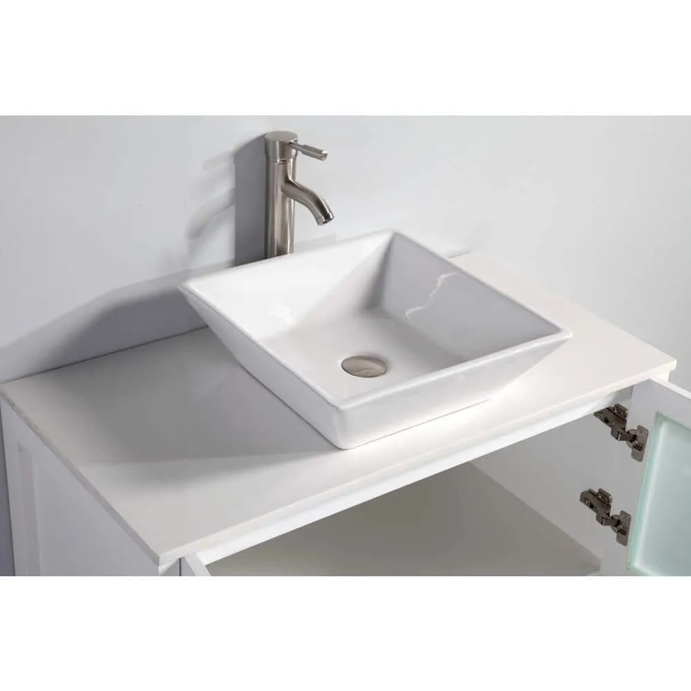 Vanity Art Ravenna 36 in. W Bathroom Vanity in White with Single Basin in White Engineered Marble Top and Mirror, photo 4 of 5