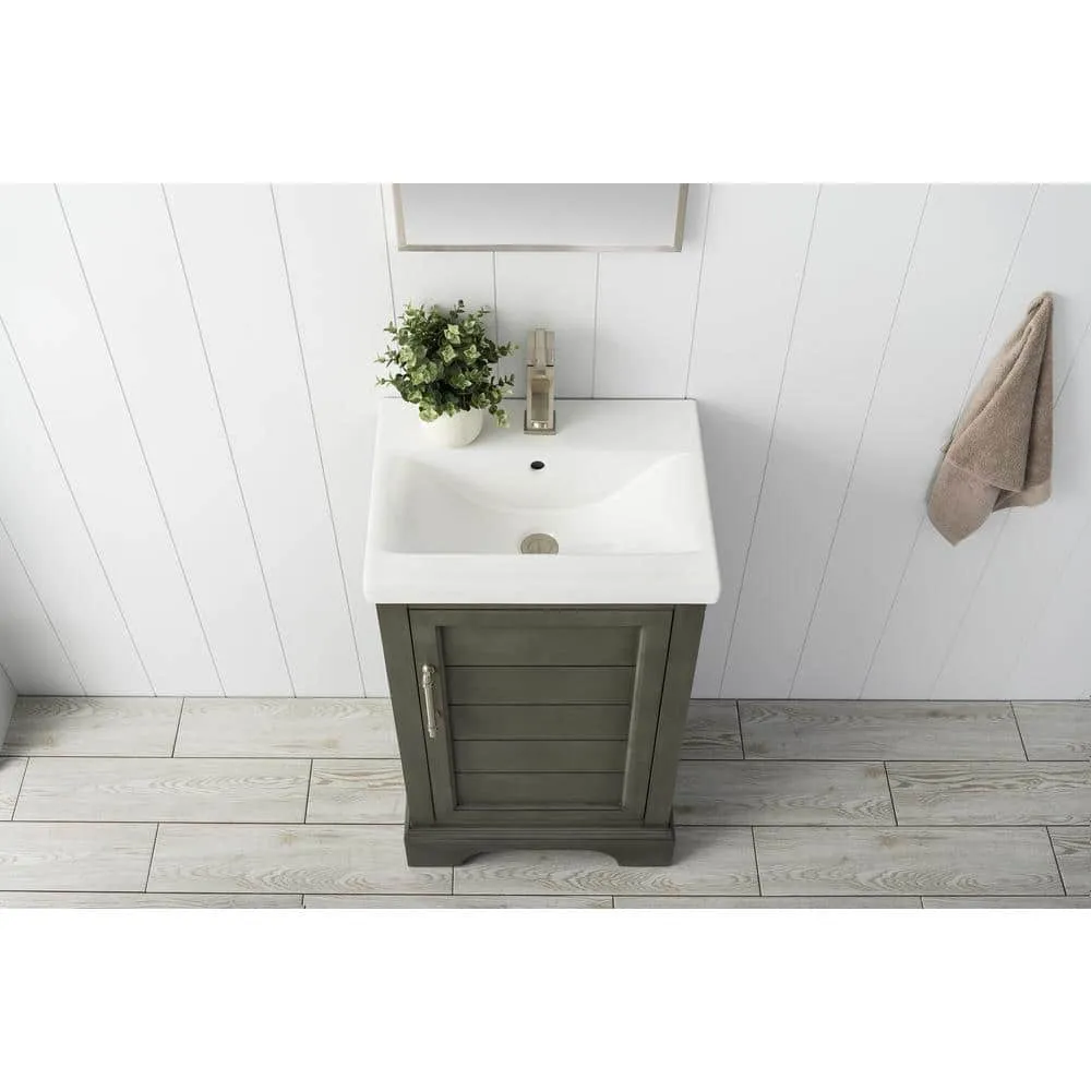 Vanity Art Vannes 20 in. W x 16 in. D x 34.5 in. H Bathroom Vanity in Silver Grey with Ceramic Top, photo 5 of 8