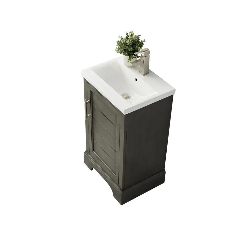 Vanity Art Vannes 20 in. W x 16 in. D x 34.5 in. H Bathroom Vanity in Silver Grey with Ceramic Top, photo 3 of 8