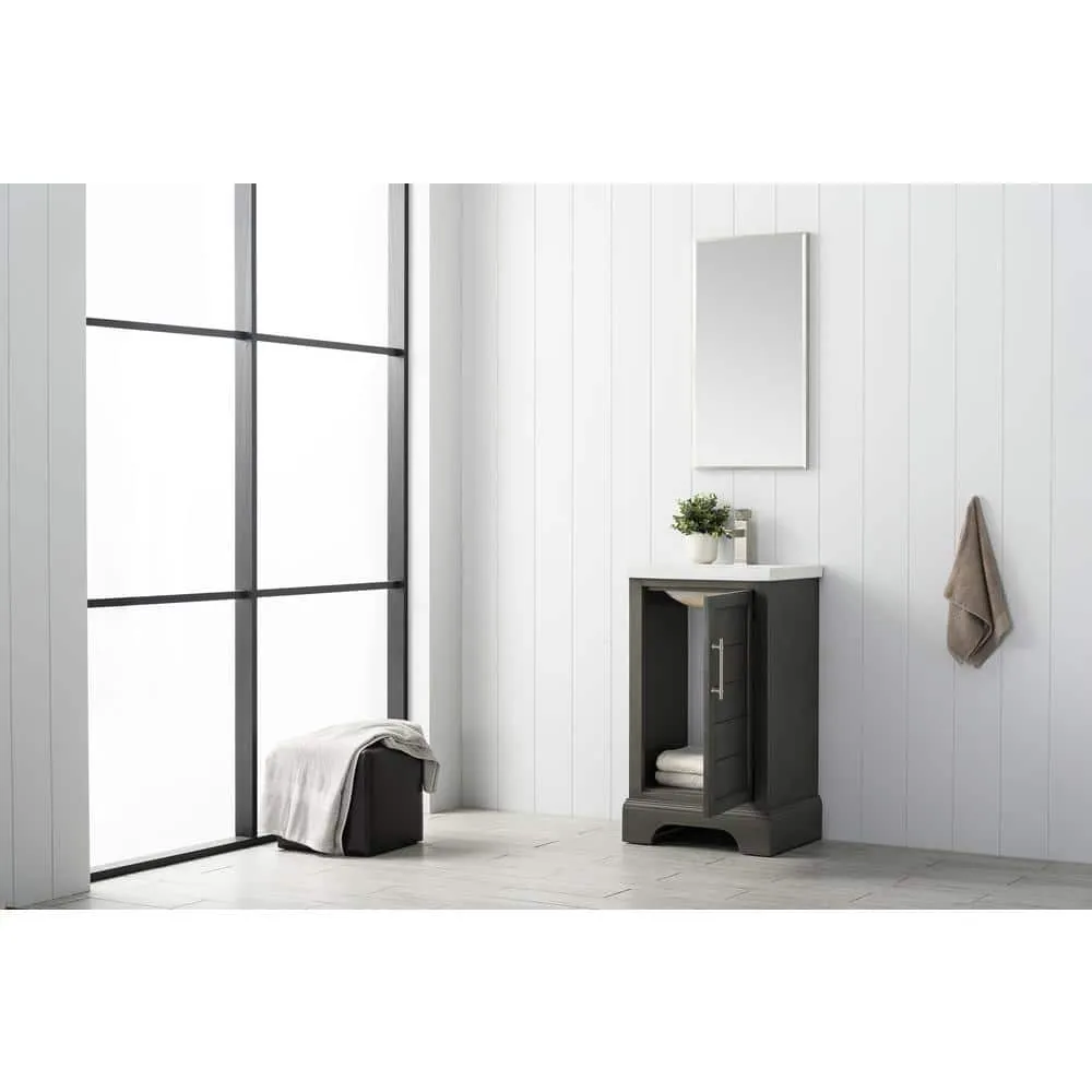 Vanity Art Vannes 20 in. W x 16 in. D x 34.5 in. H Bathroom Vanity in Silver Grey with Ceramic Top, photo 4 of 8