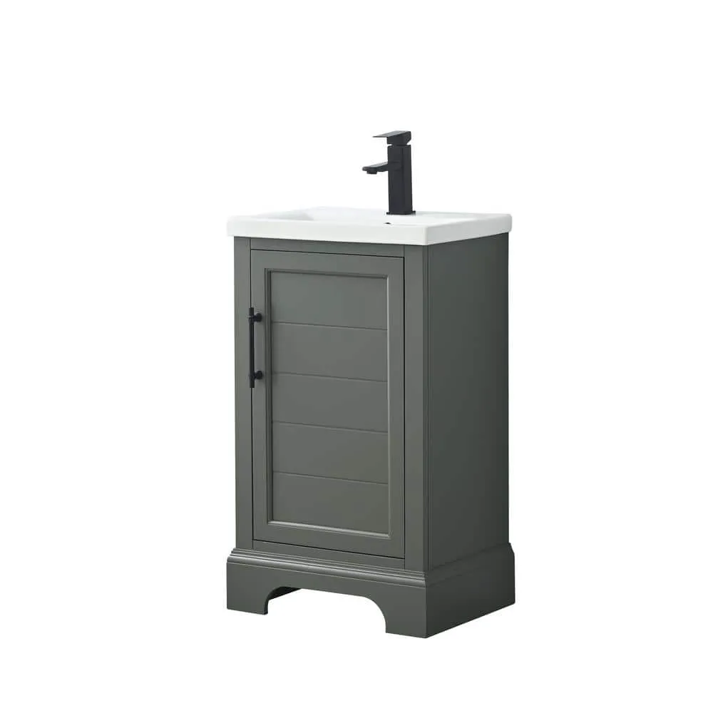 Vanity Art Vannes 20 in. W x 16 in. D x 34.5 in. H Single Sink Bathroom Vanity in Vintage Green with Ceramic Top, photo 7 of 12