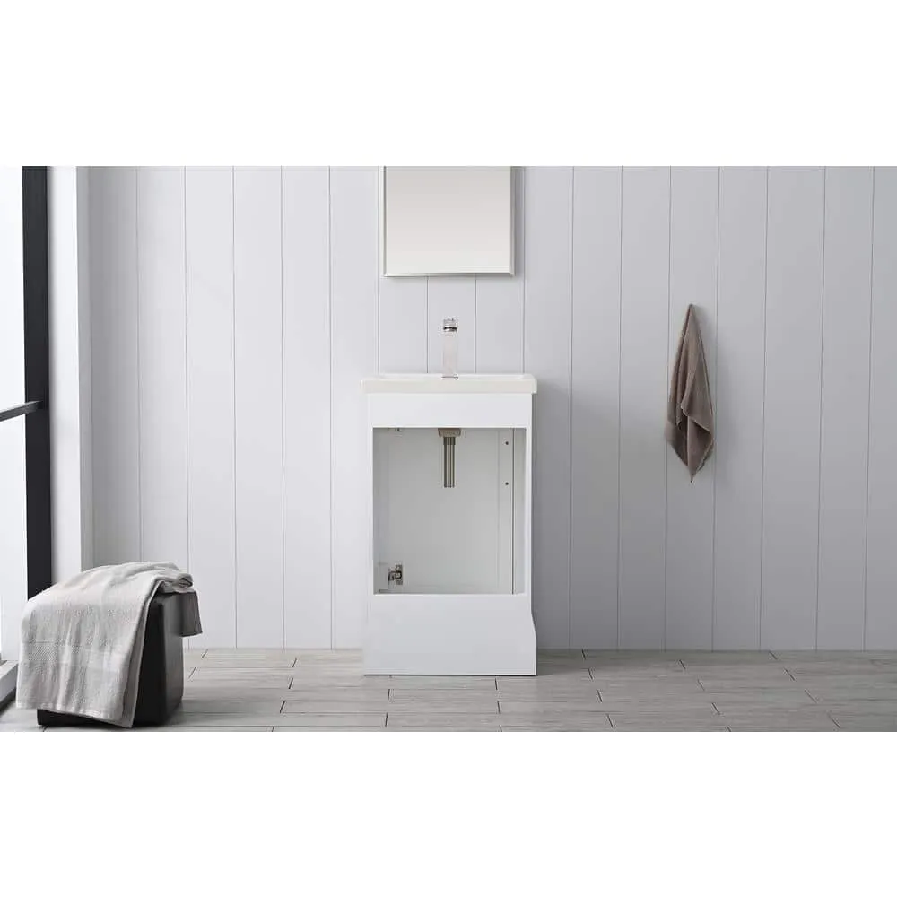 Vanity Art Vannes 20 in. W x 16 in. D x 34.5 in. H Bathroom Vanity in White with Ceramic Top, photo 4 of 8