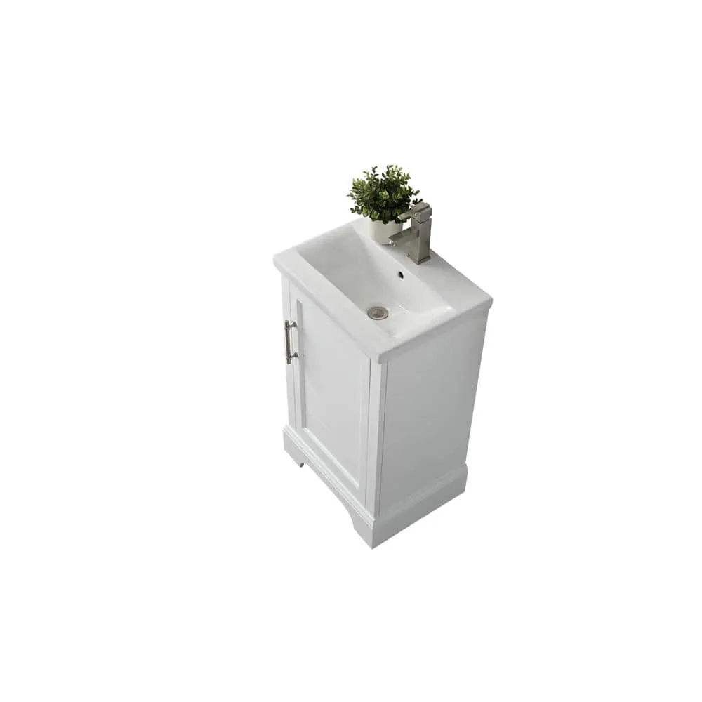 Vanity Art Vannes 20 in. W x 16 in. D x 34.5 in. H Bathroom Vanity in White with Ceramic Top, photo 2 of 8