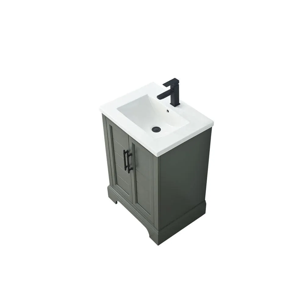 Vanity Art Vannes 24 in. W x 18 in. D x 34.5 in. H Single Sink Bathroom Vanity in Vintage Green with Ceramic Top, photo 8 of 12