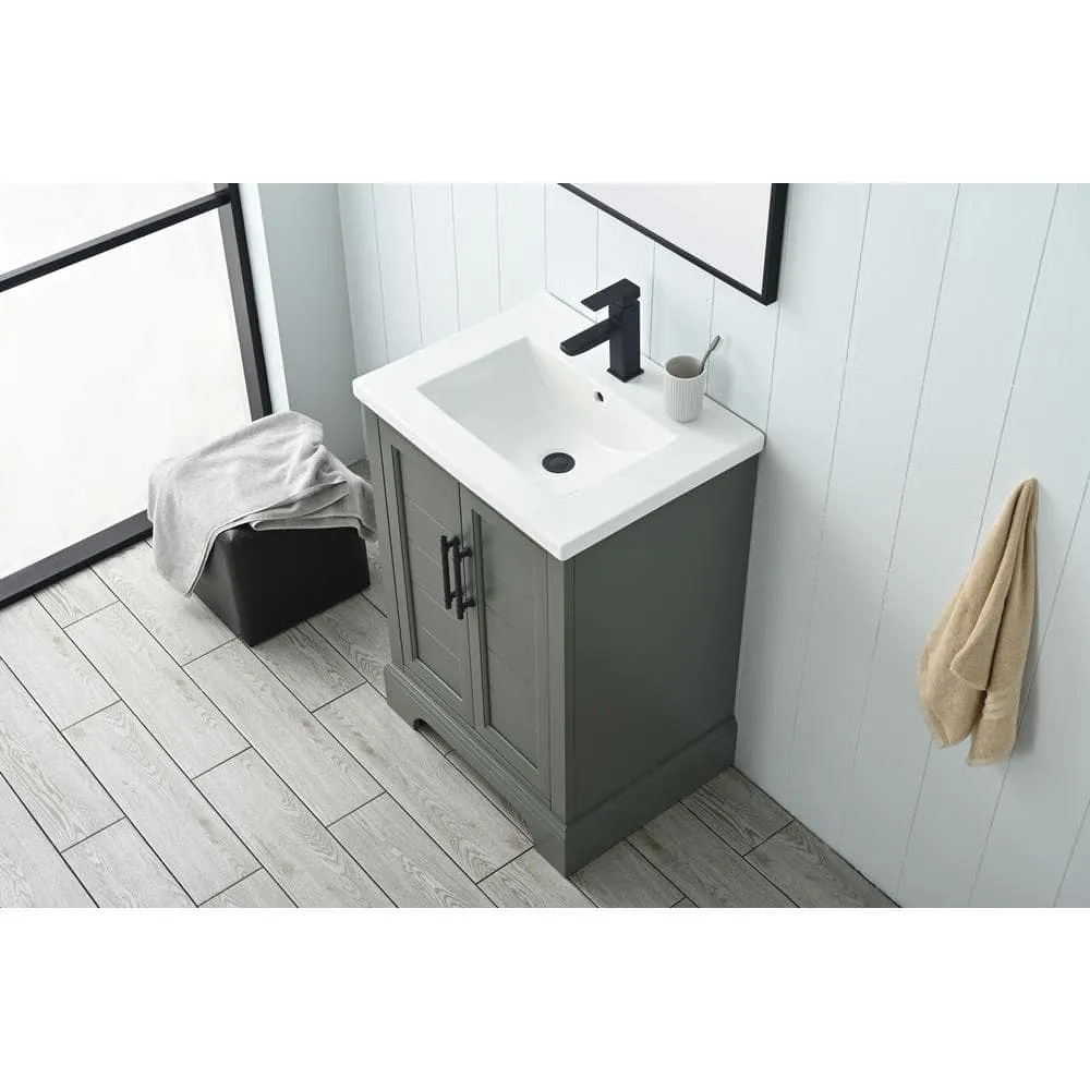 Vanity Art Vannes 24 in. W x 18 in. D x 34.5 in. H Single Sink Bathroom Vanity in Vintage Green with Ceramic Top, photo 12 of 12