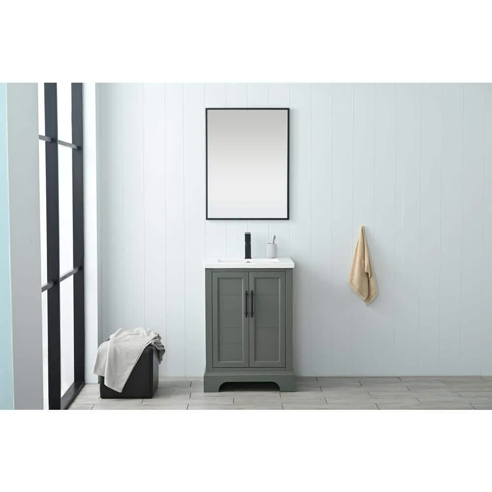Vanity Art Vannes 24 in. W x 18 in. D x 34.5 in. H Single Sink Bathroom Vanity in Vintage Green with Ceramic Top, photo 3 of 12