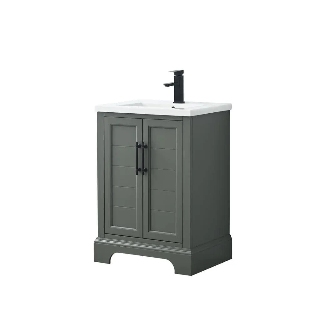 Vanity Art Vannes 24 in. W x 18 in. D x 34.5 in. H Single Sink Bathroom Vanity in Vintage Green with Ceramic Top, photo 7 of 12