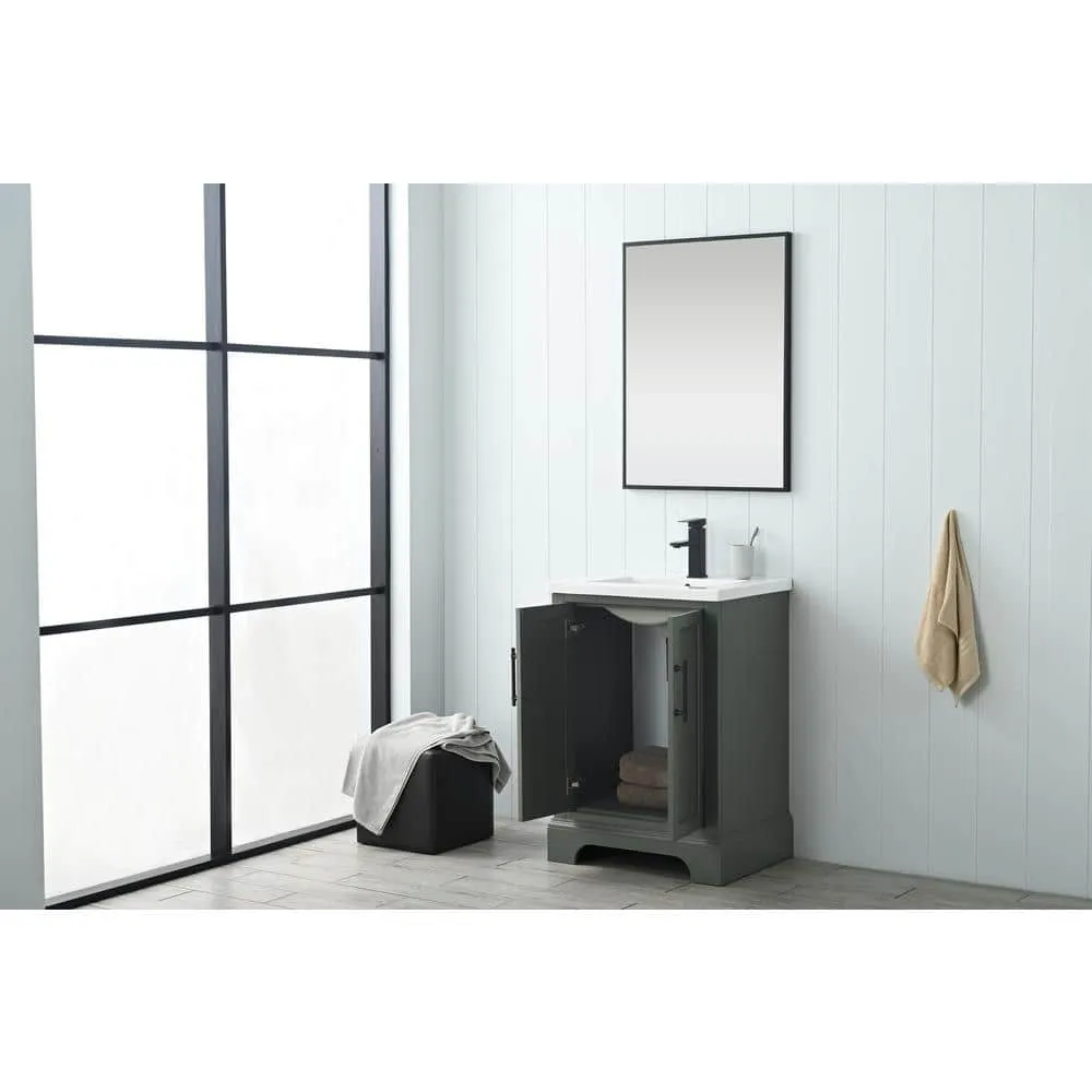 Vanity Art Vannes 24 in. W x 18 in. D x 34.5 in. H Single Sink Bathroom Vanity in Vintage Green with Ceramic Top, photo 5 of 12