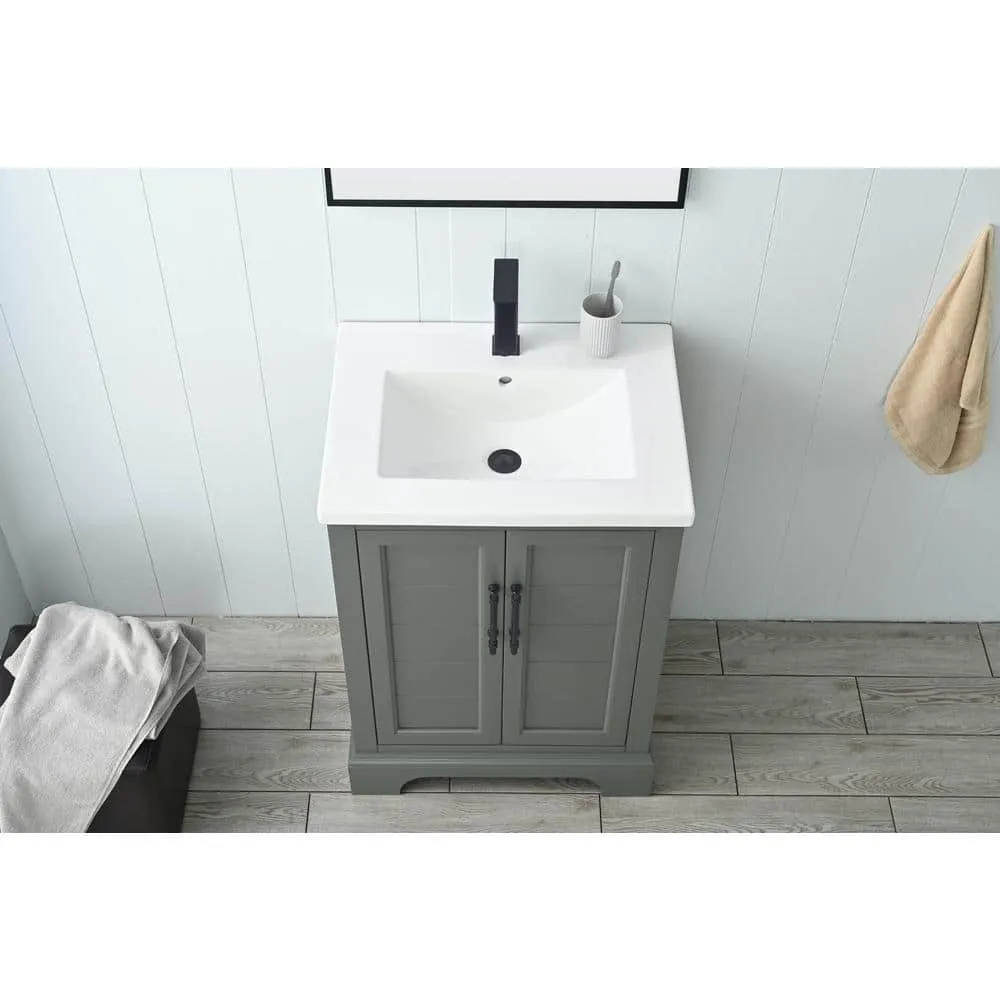 Vanity Art Vannes 24 in. W x 18 in. D x 34.5 in. H Single Sink Bathroom Vanity in Vintage Green with Ceramic Top, photo 4 of 12
