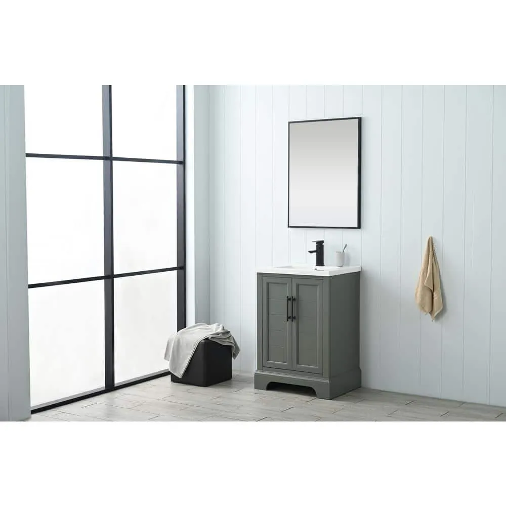 Vanity Art Vannes 24 in. W x 18 in. D x 34.5 in. H Single Sink Bathroom Vanity in Vintage Green with Ceramic Top, photo 2 of 12