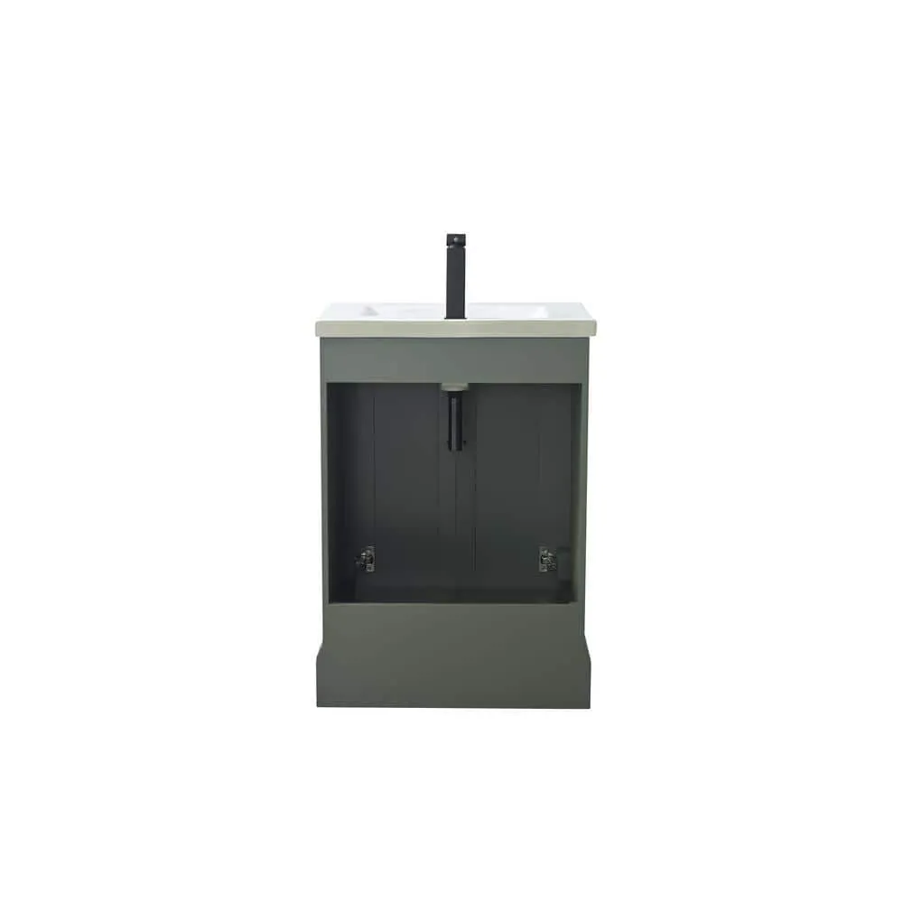Vanity Art Vannes 24 in. W x 18 in. D x 34.5 in. H Single Sink Bathroom Vanity in Vintage Green with Ceramic Top, photo 10 of 12