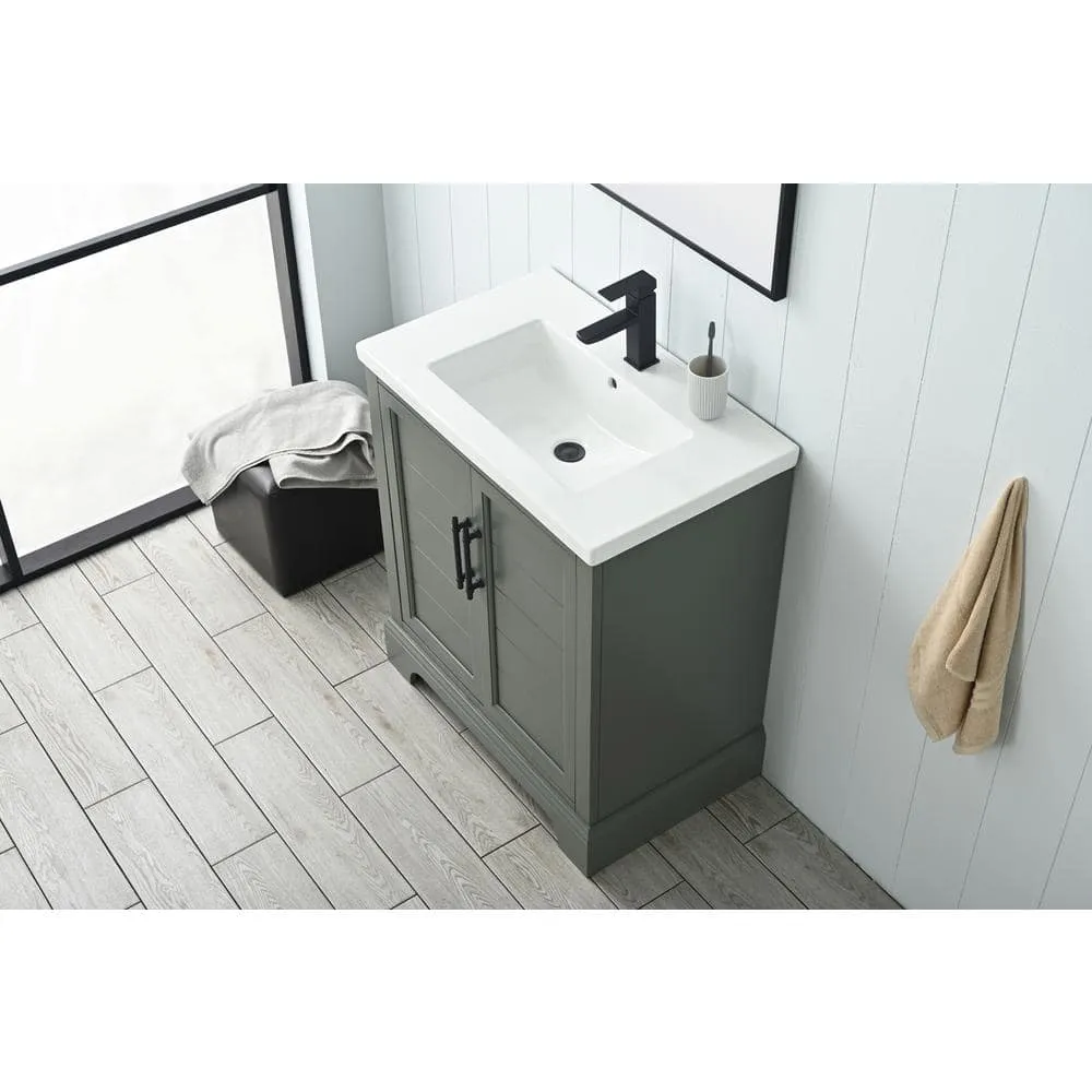 Vanity Art Vannes 30 in. W x 18 in. D x 34.5 in. H Single Sink Bathroom Vanity in Vintage Green with Ceramic Top, photo 12 of 12