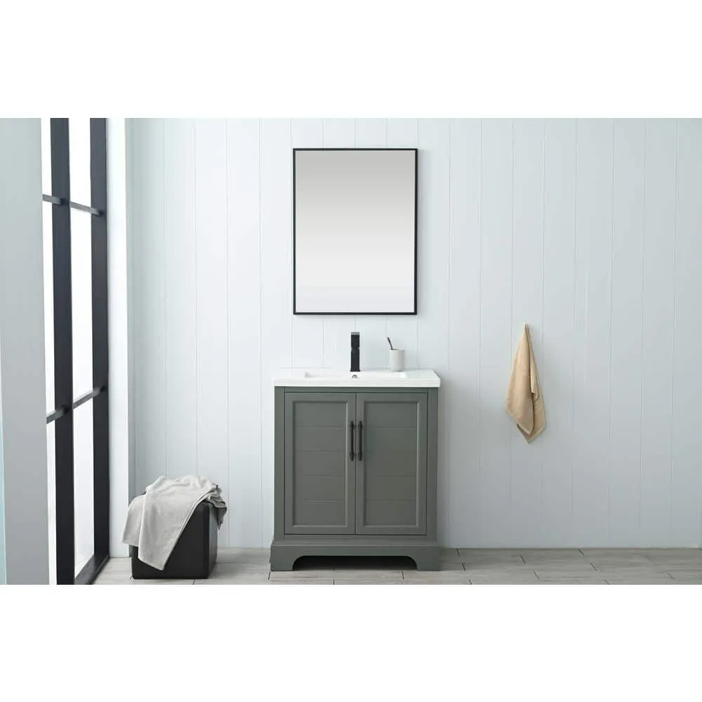Vanity Art Vannes 30 in. W x 18 in. D x 34.5 in. H Single Sink Bathroom Vanity in Vintage Green with Ceramic Top, photo 3 of 12