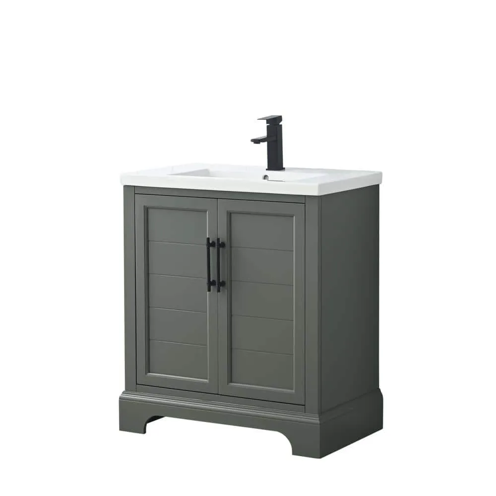 Vanity Art Vannes 30 in. W x 18 in. D x 34.5 in. H Single Sink Bathroom Vanity in Vintage Green with Ceramic Top, photo 7 of 12