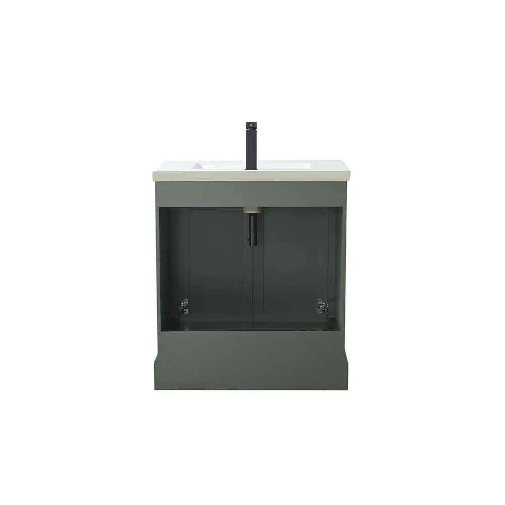 Vanity Art Vannes 30 in. W x 18 in. D x 34.5 in. H Single Sink Bathroom Vanity in Vintage Green with Ceramic Top, photo 11 of 12