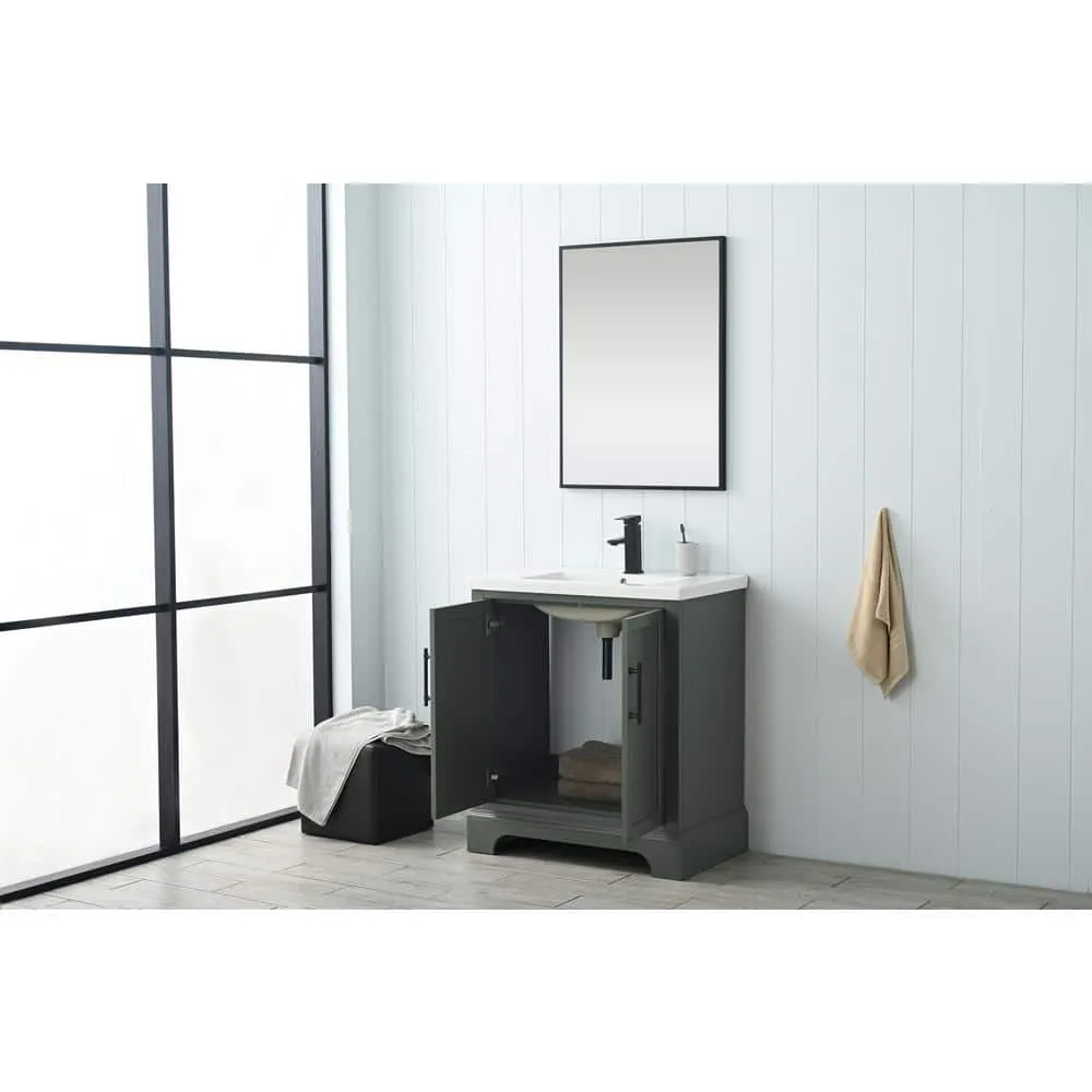 Vanity Art Vannes 30 in. W x 18 in. D x 34.5 in. H Single Sink Bathroom Vanity in Vintage Green with Ceramic Top, photo 5 of 12