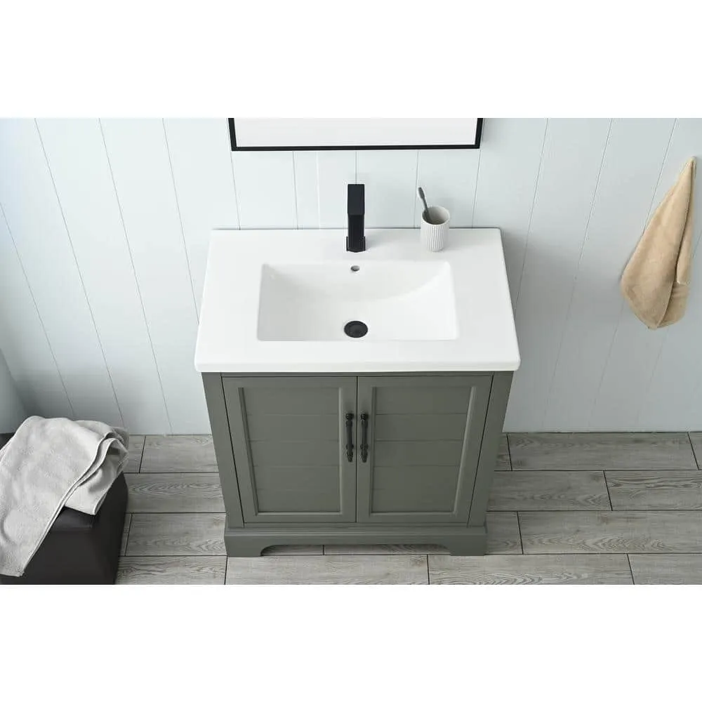 Vanity Art Vannes 30 in. W x 18 in. D x 34.5 in. H Single Sink Bathroom Vanity in Vintage Green with Ceramic Top, photo 4 of 12