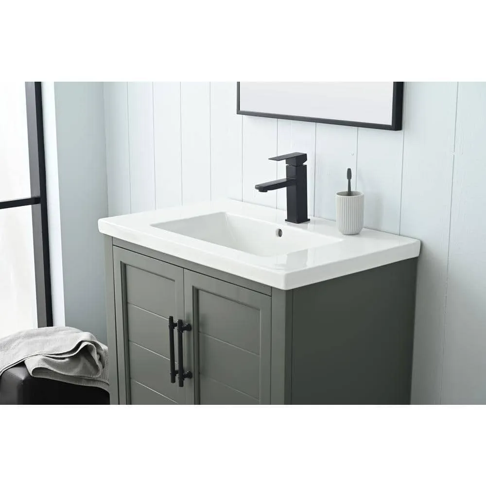 Vanity Art Vannes 30 in. W x 18 in. D x 34.5 in. H Single Sink Bathroom Vanity in Vintage Green with Ceramic Top, photo 6 of 12